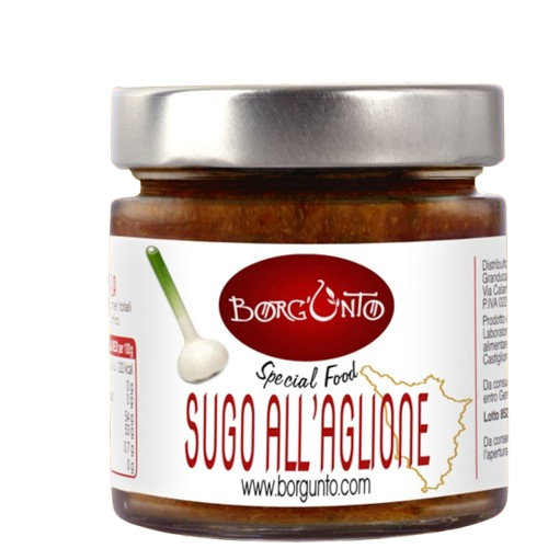 Sugo all’Aglione artigianale Borgunto con Aglione della Val di Chiana e pomodoro italiano