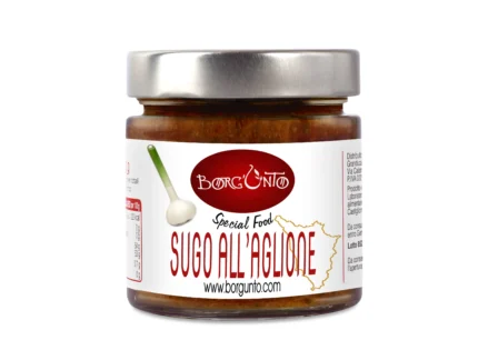 Condimento tradizionale toscano con Aglione della Valdichiana, pomodoro e olio EVO Borgunto.
