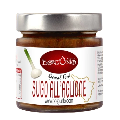 Sugo all’Aglione artigianale Borgunto con Aglione della Val di Chiana e pomodoro italiano